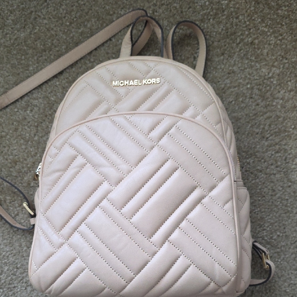 Michael Kors Light Beige Quilted Backpack